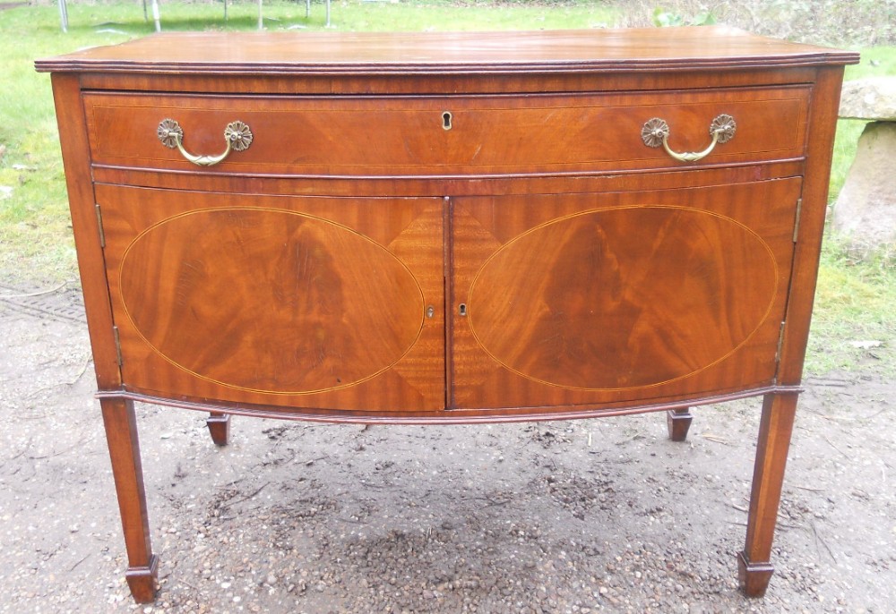 Antique Small Mahogany Bowfront Cupboard Sideboard 