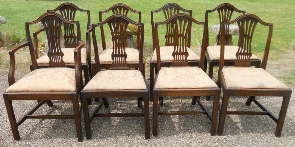 Set of Eight Georgian Mahogany Dining Chairs 