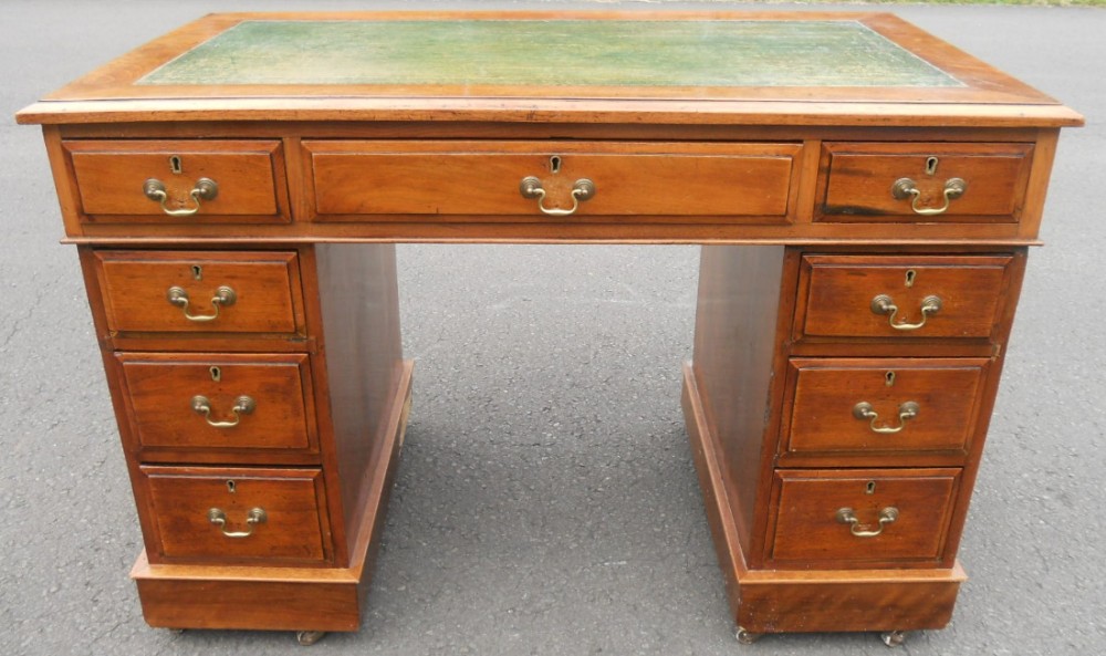 Edwardian Small Walnut Pedestal Writing Desk 
