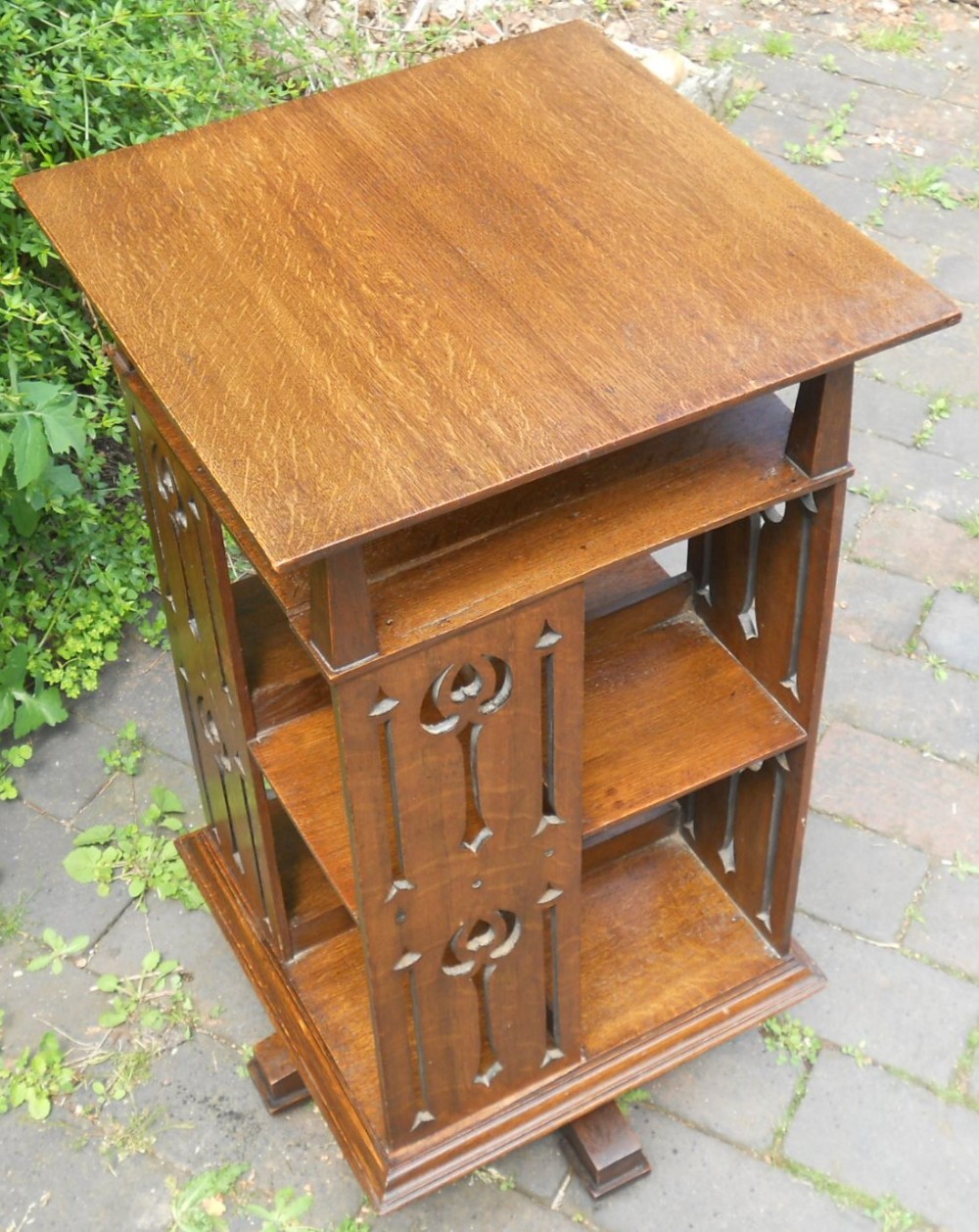 Art Nouveau Oak Revolving Bookcase