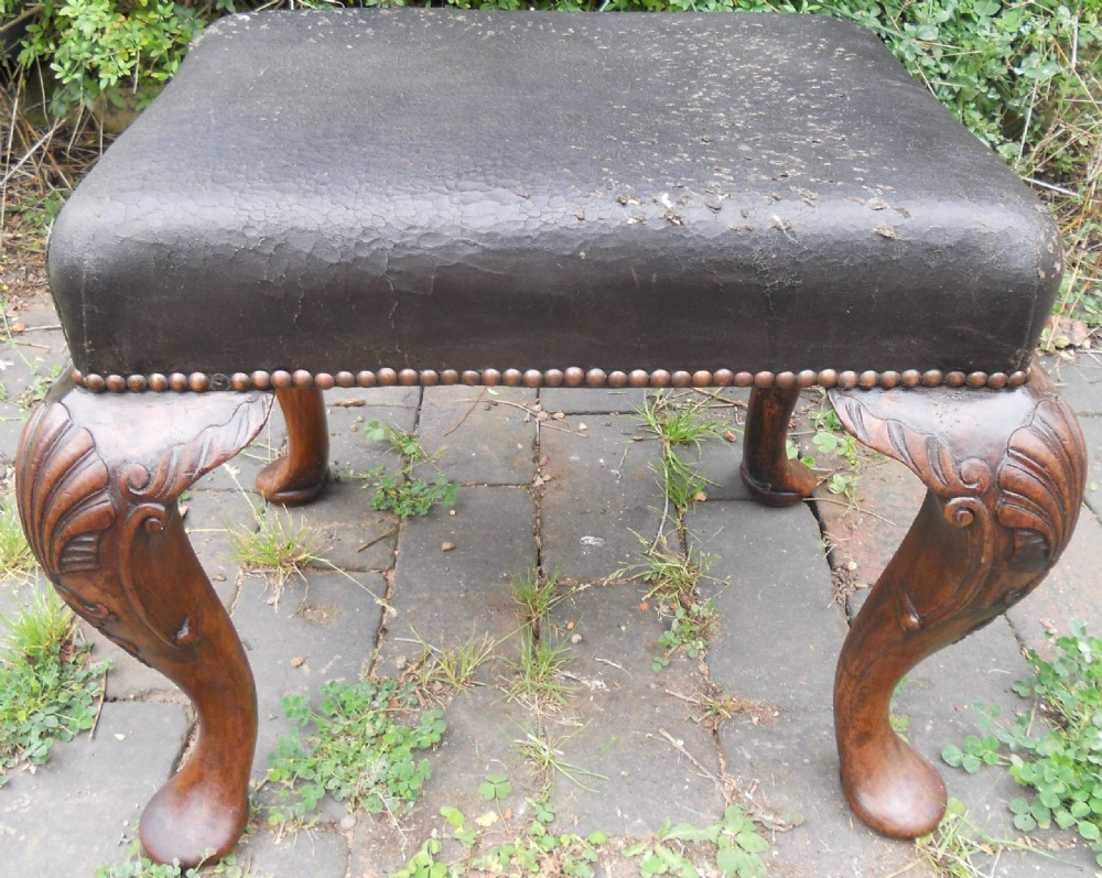 Mahogany Framed Upholstered Dressing Stool 
