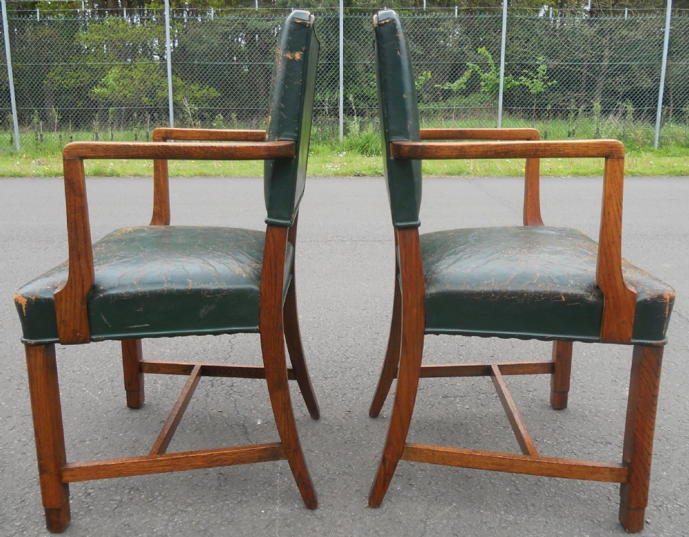 Pair Oak Framed Library Armchairs View VII