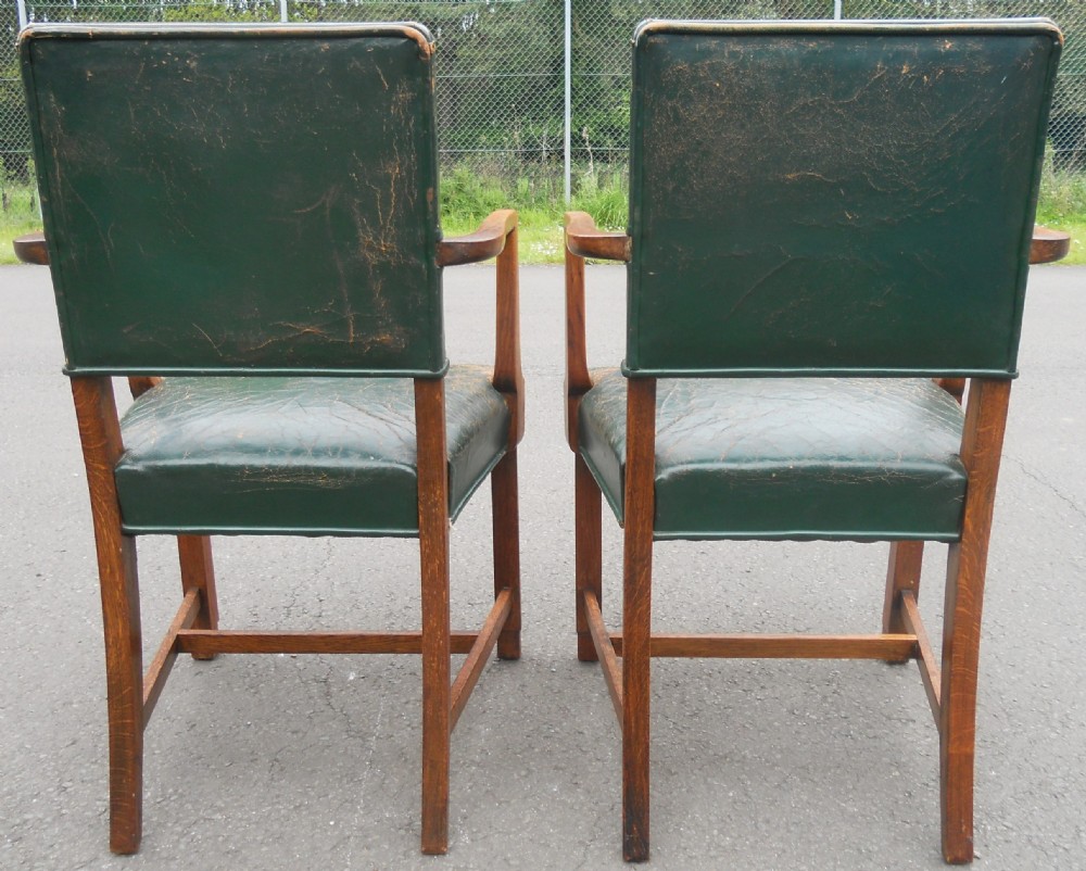 Pair Oak Framed Library Armchairs View VIII