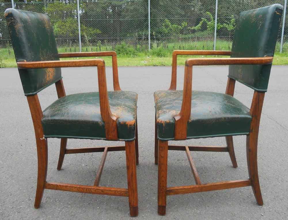 Pair Oak Framed Library Armchairs View IX