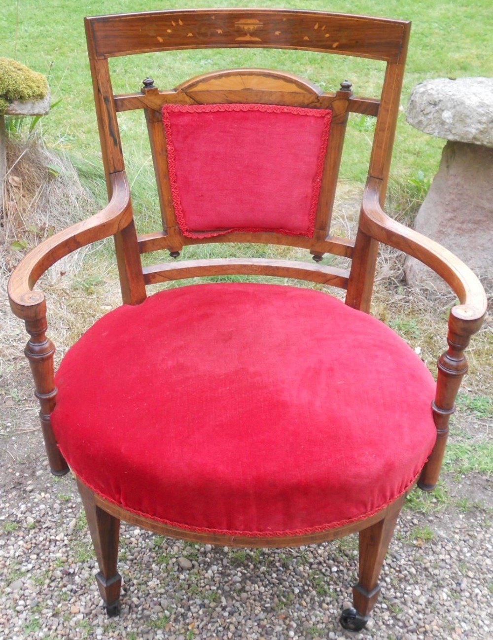 Edwardian Rosewood Salon Armchair 