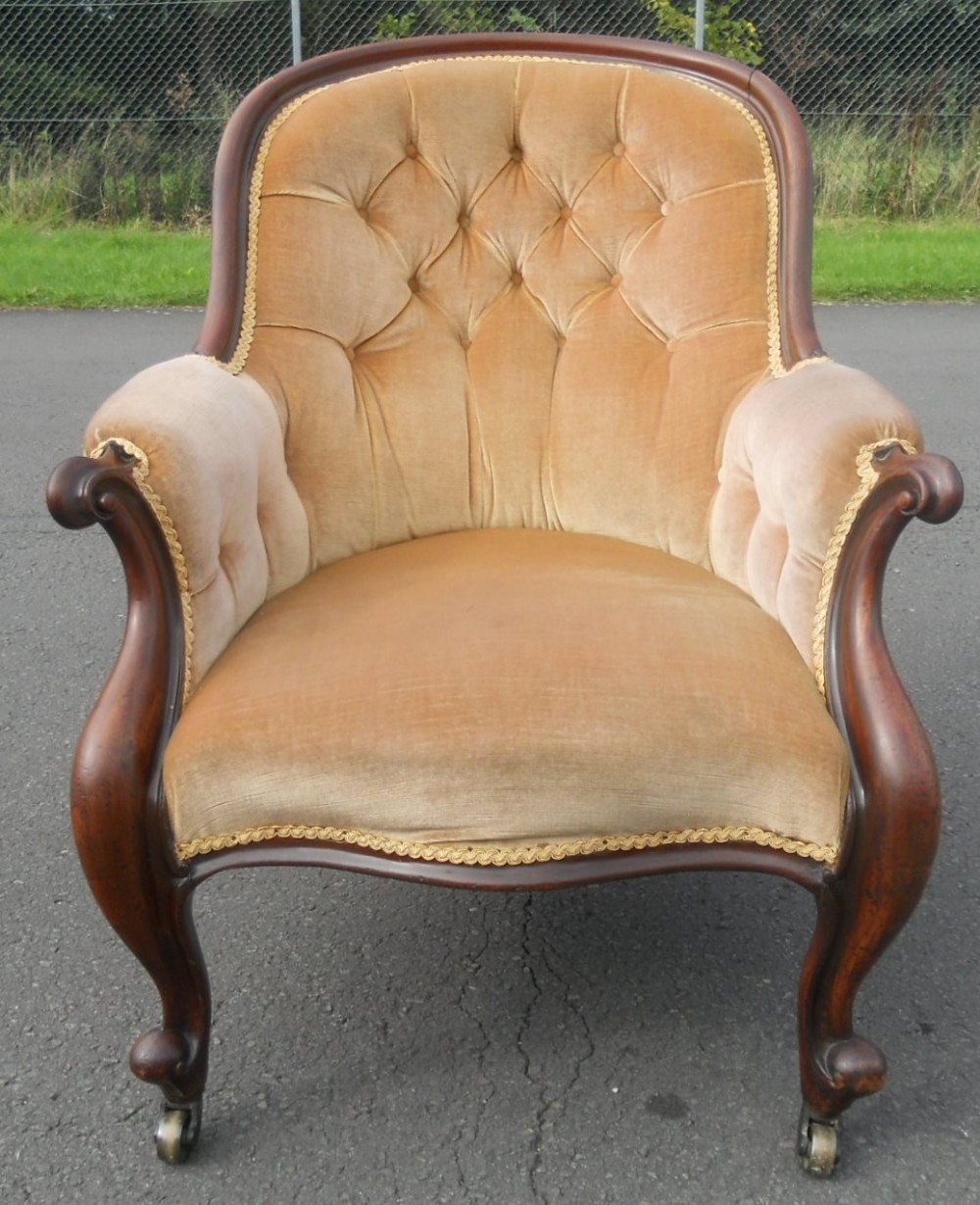 Victorian Mahogany Framed Upholstered Armchair 