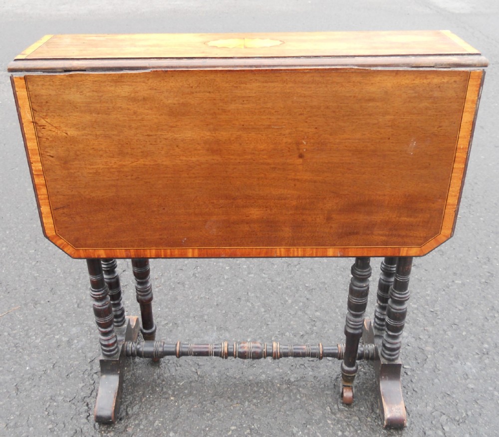 Edwardian Small Inlaid Mahogany Dropleaf Coffee Table 