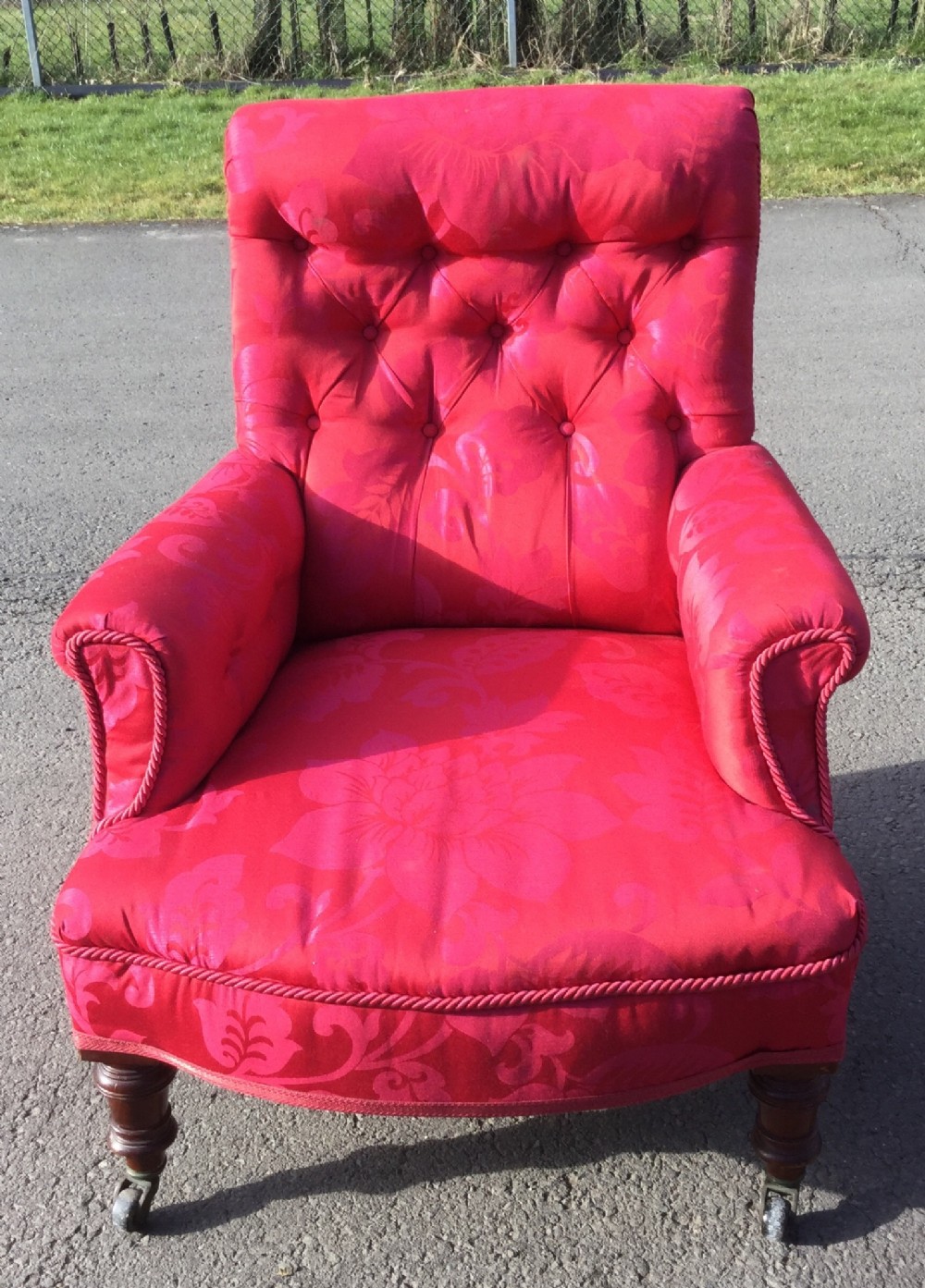 Victorian Upholstered Easy Fireside Armchair 