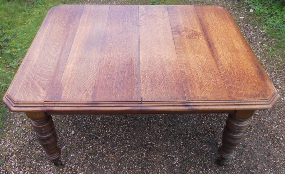 Edwardian Oak Extending Dining Table to Seat Ten People View III