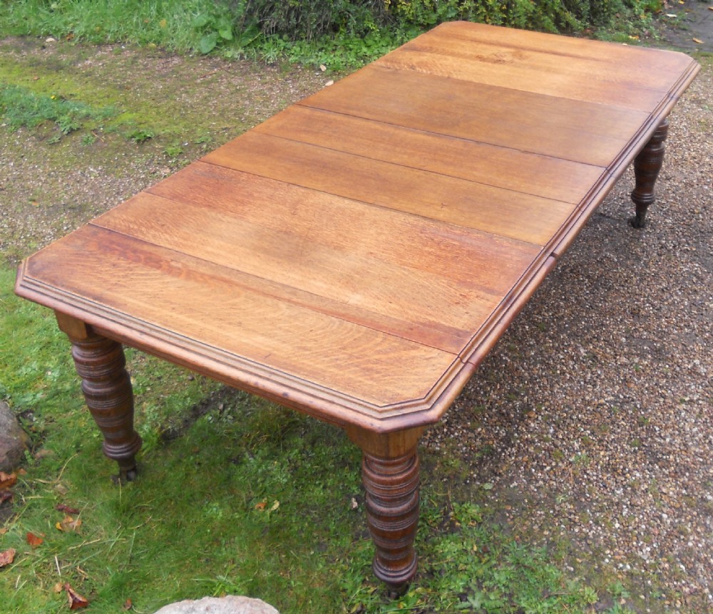 Edwardian Oak Extending Dining Table to Seat Ten People View IX