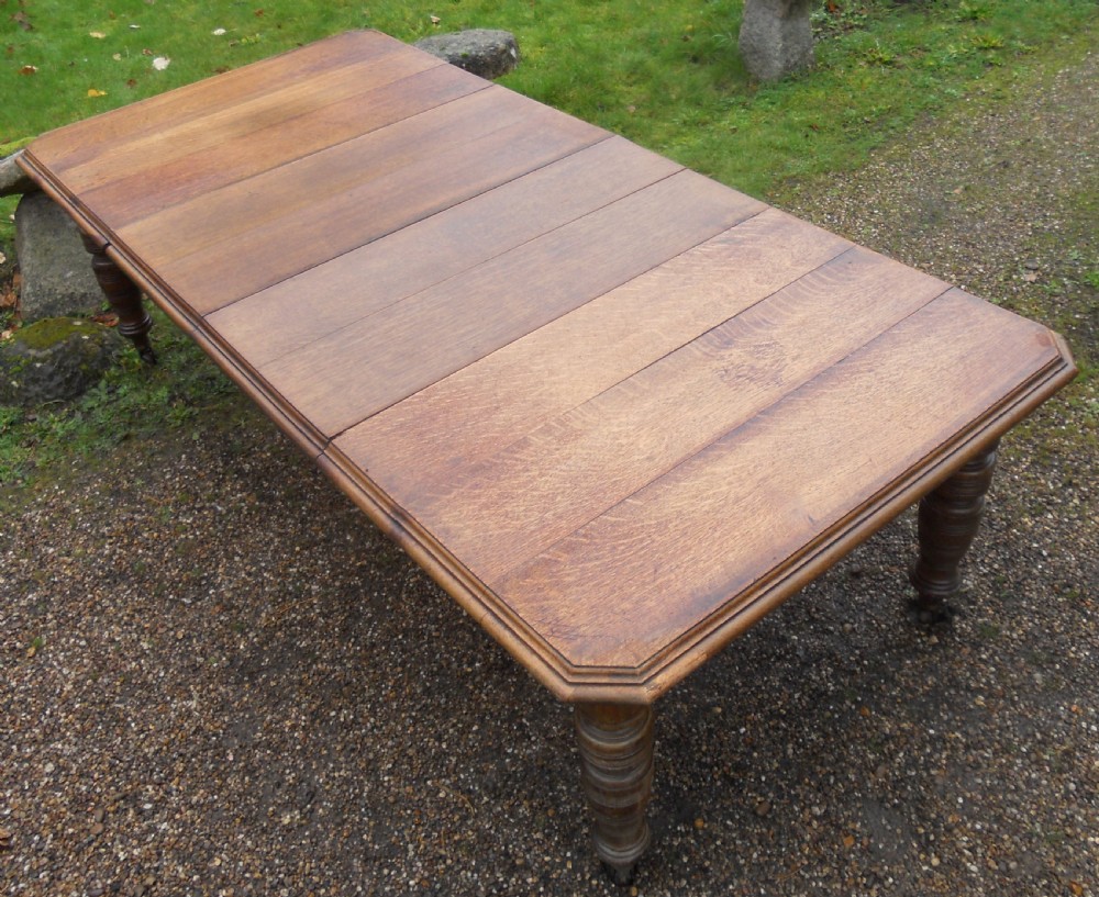 Edwardian Oak Extending Dining Table to Seat Ten People View X