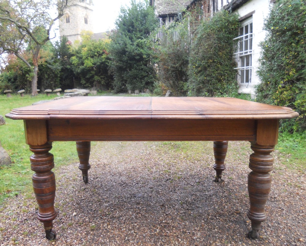 Edwardian Oak Extending Dining Table to Seat Ten People View XI