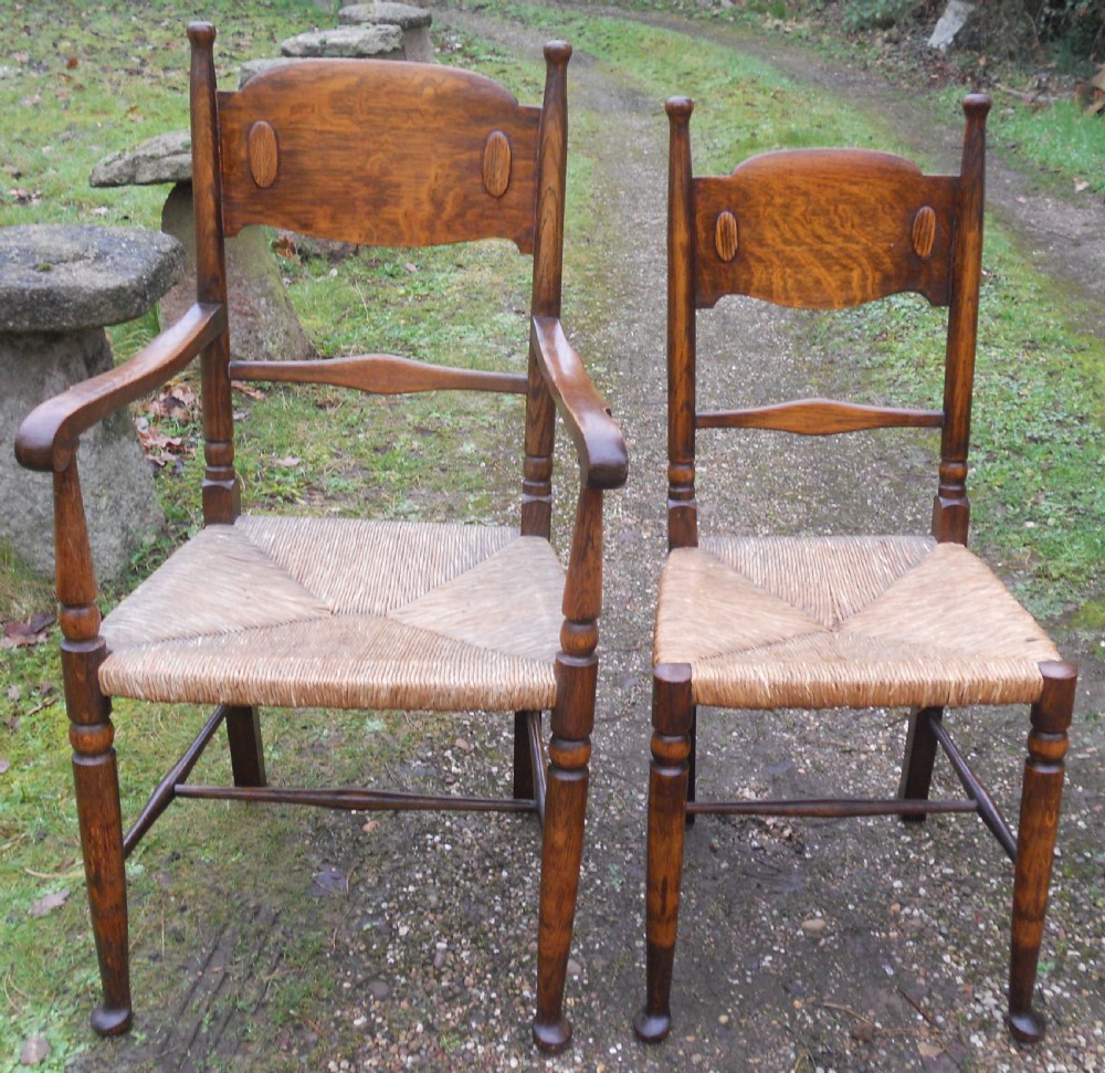 Set of Five Arts & Craft Oak Dining Chairs  View IV