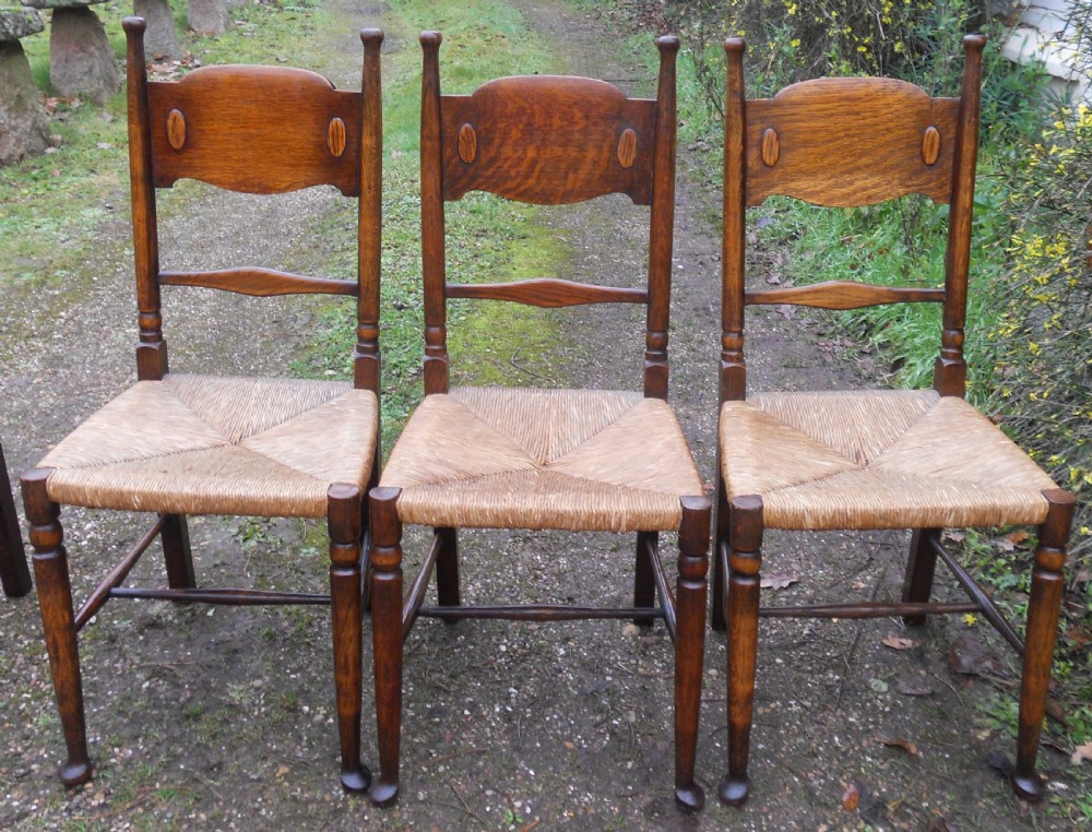 Set of Five Arts & Craft Oak Dining Chairs  View V