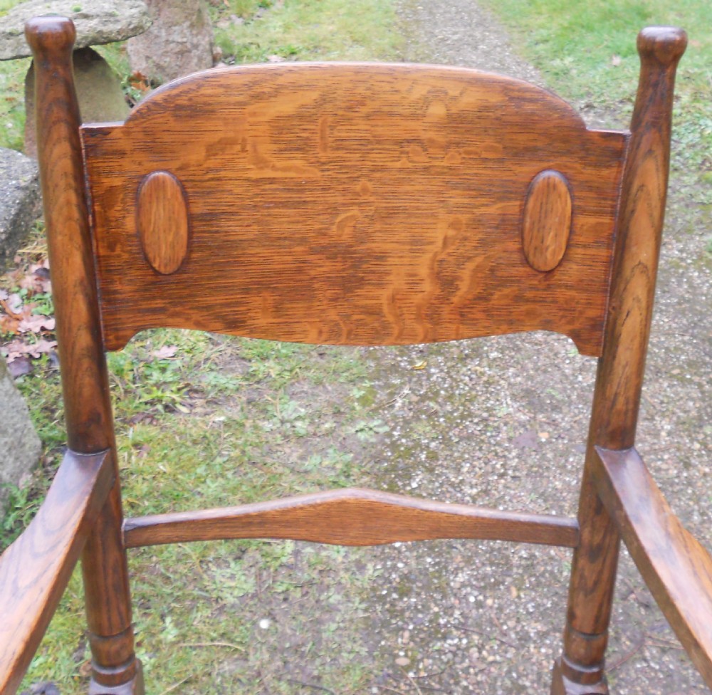 Set of Five Arts & Craft Oak Dining Chairs  View VI