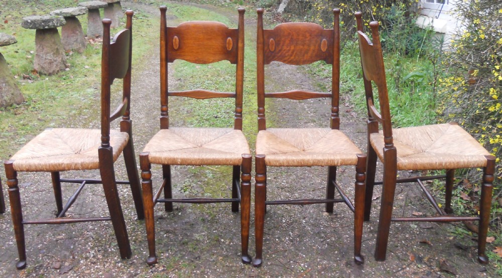 Set of Five Arts & Craft Oak Dining Chairs  View VIII