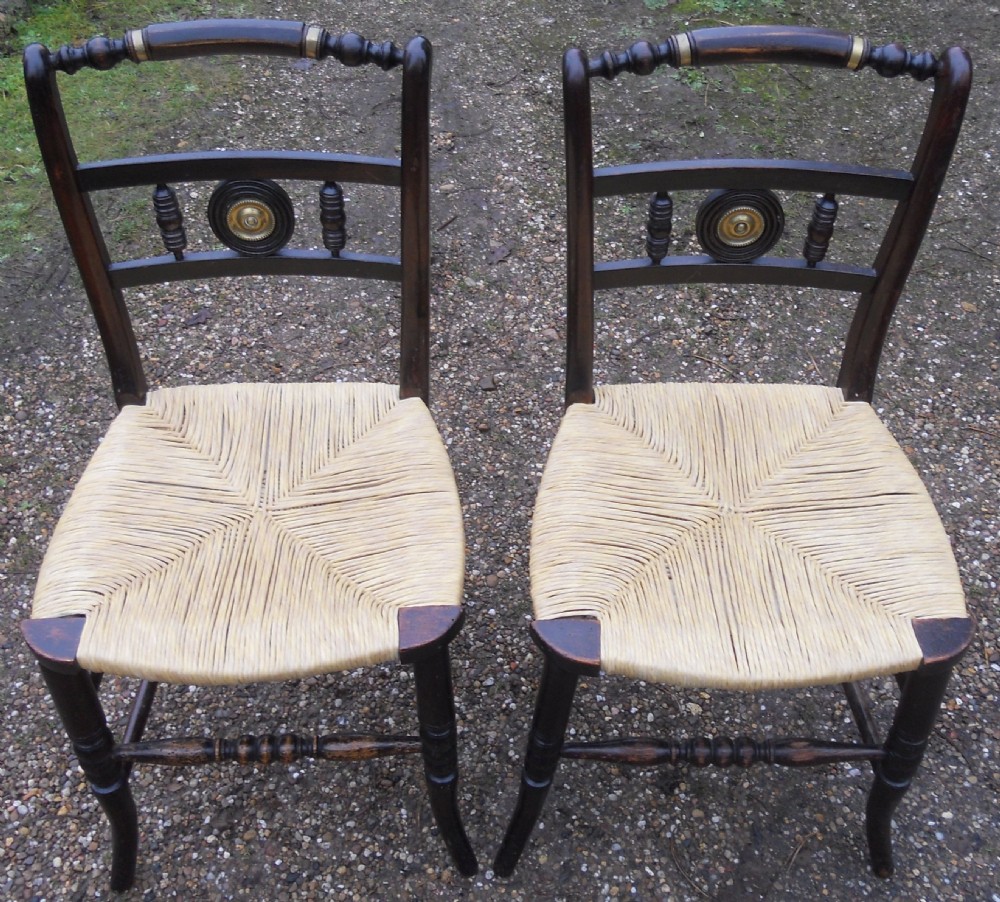 Pair Regency Ebonized Side Chairs  View III