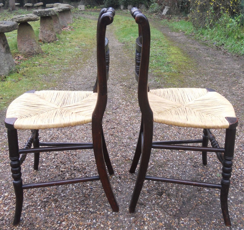 Pair Regency Ebonized Side Chairs  View VI
