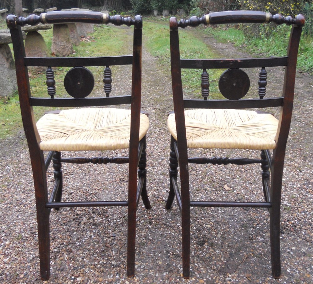 Pair Regency Ebonized Side Chairs  View VII