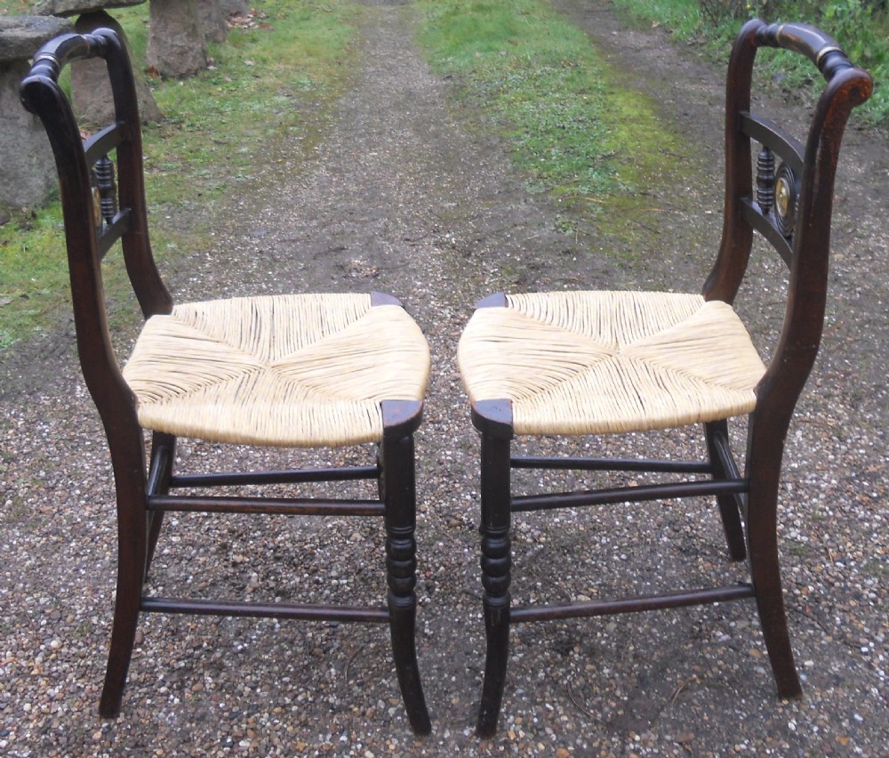 Pair Regency Ebonized Side Chairs  View VIII