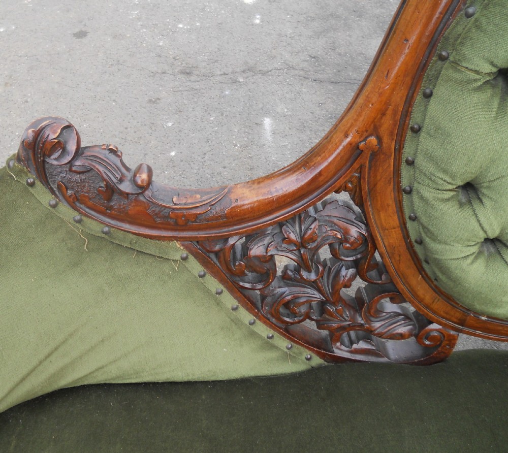 Victorian Walnut Framed Upholstered Settee View IV