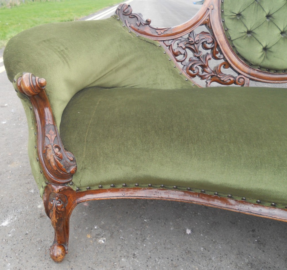 Victorian Walnut Framed Upholstered Settee View VIII