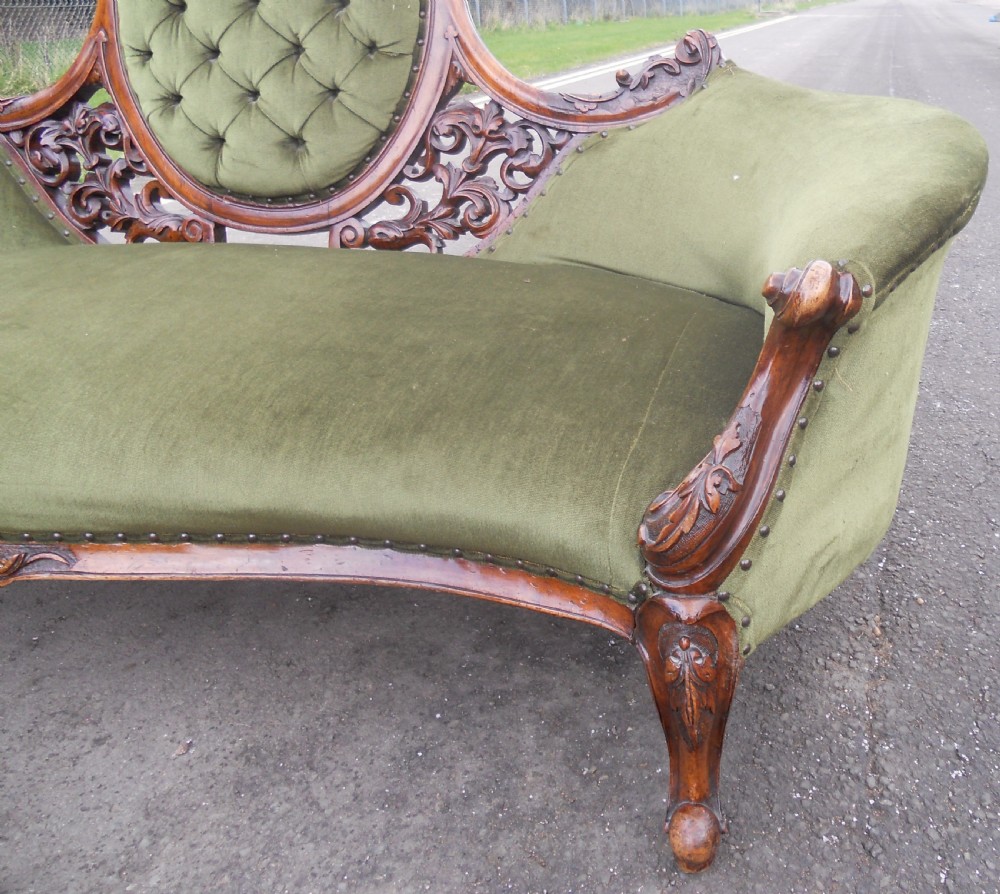 Victorian Walnut Framed Upholstered Settee View IX