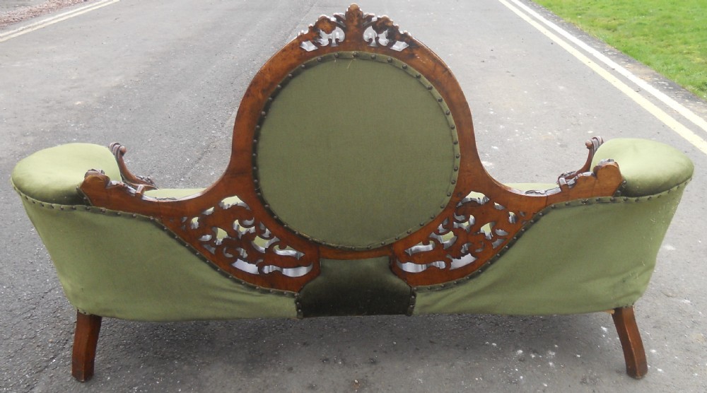 Victorian Walnut Framed Upholstered Settee View X