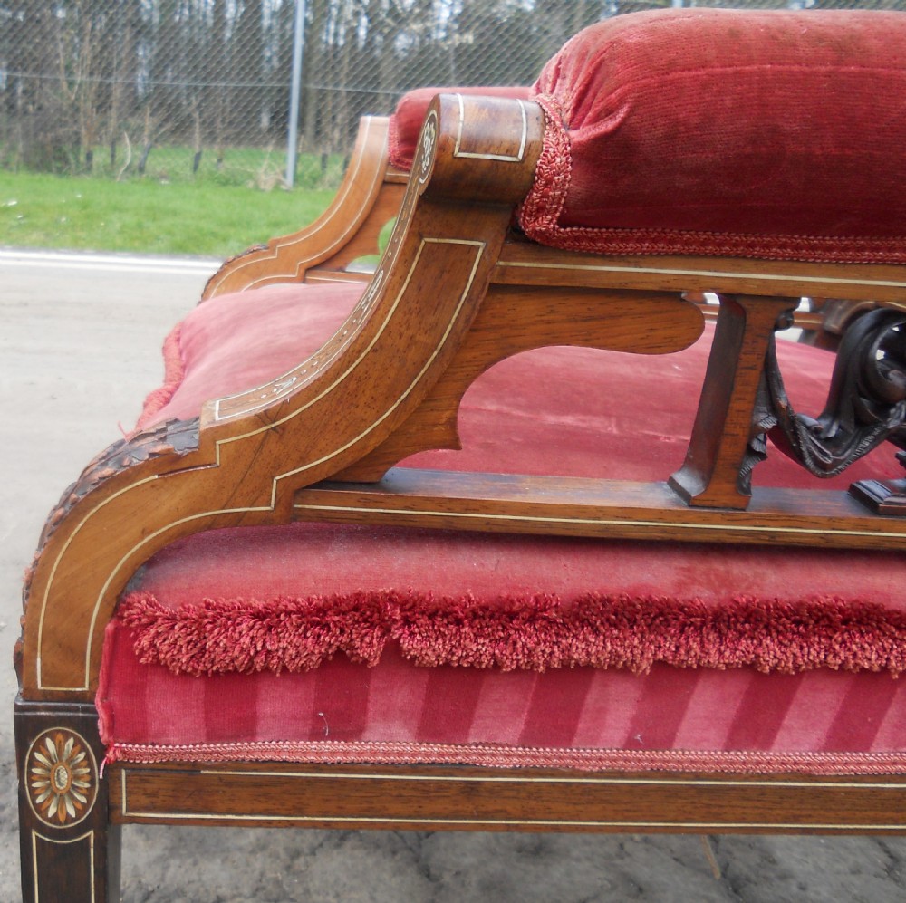 Pair of Edwardian Inlaid Mahogany Library Armchairs View XIII