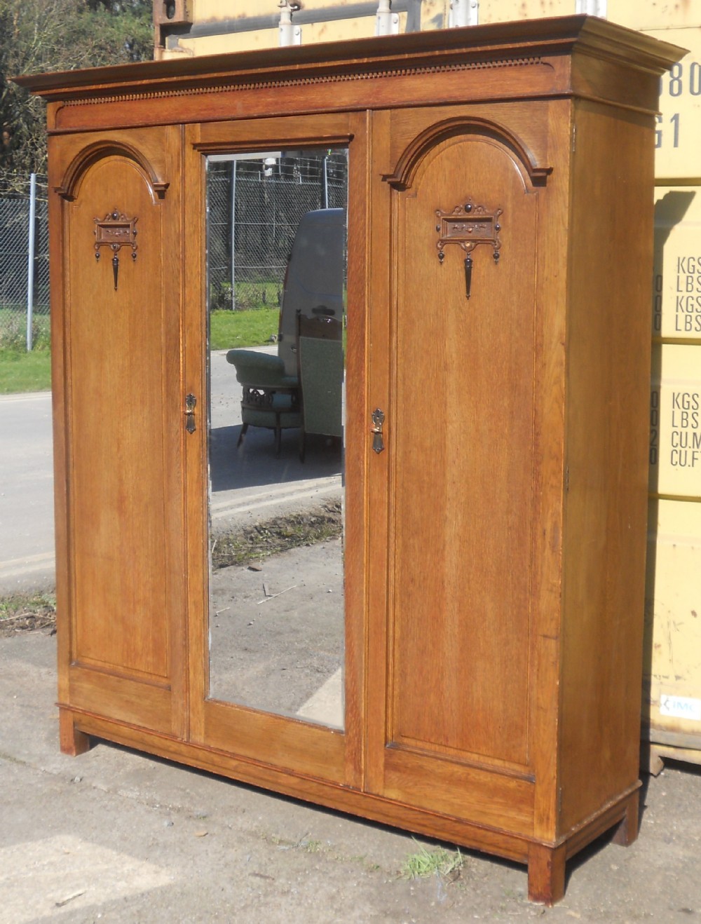 Edwardian Large Oak Wardrobe by Maple & Co