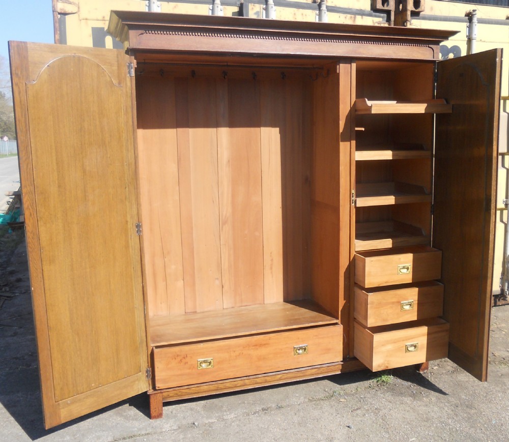Edwardian Large Oak Wardrobe by Maple & Co View V