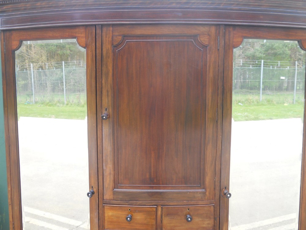 Edwardian Mahogany Triple Wardrobe View V