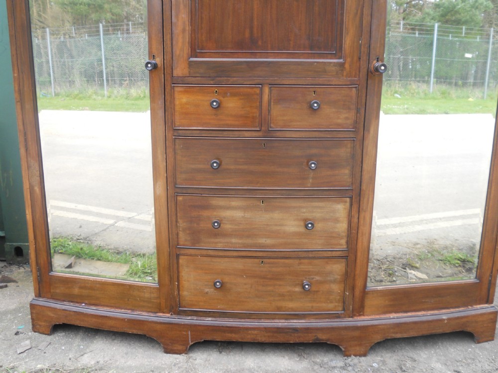 Edwardian Mahogany Triple Wardrobe View VI