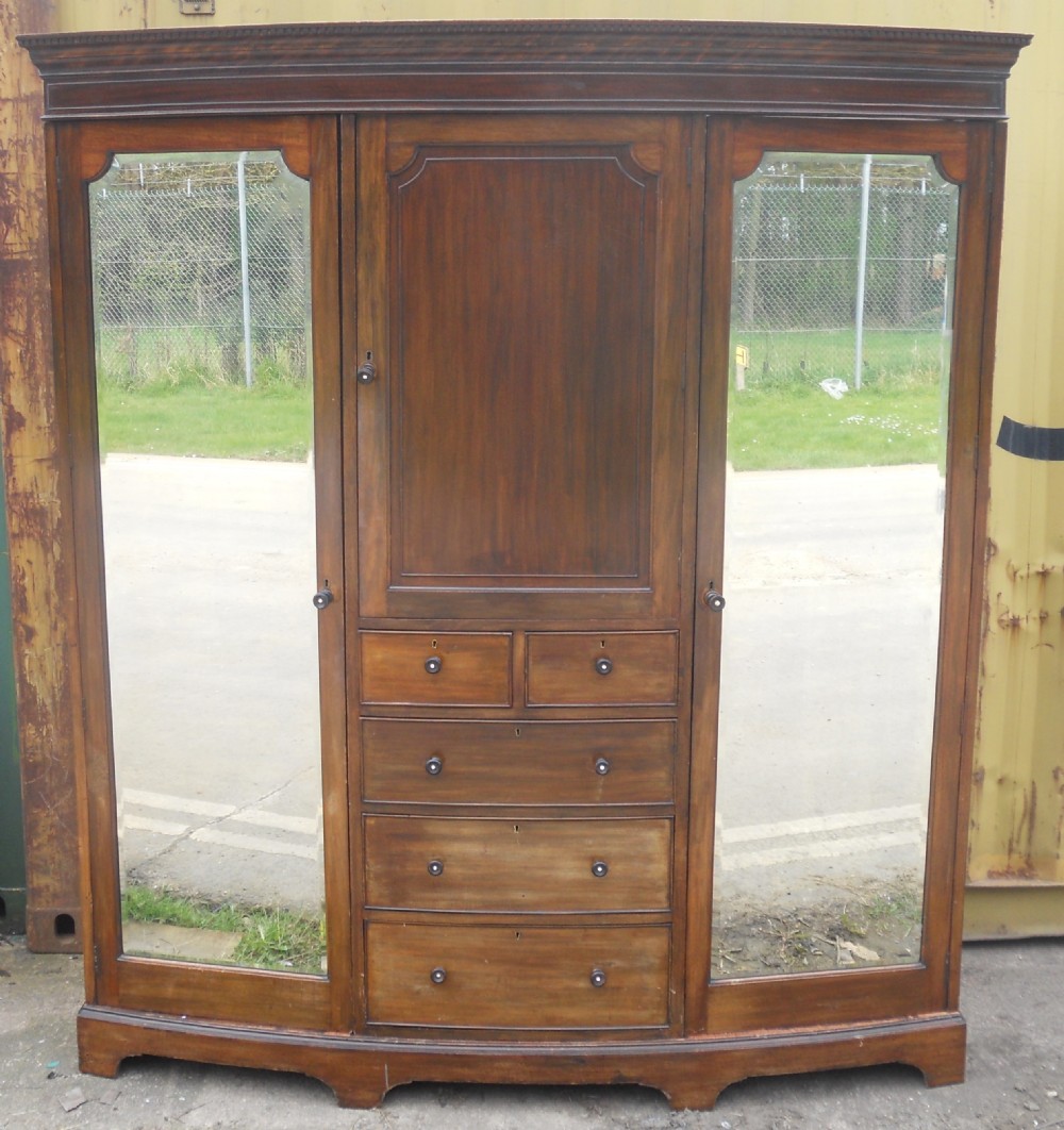 Edwardian Mahogany Triple Wardrobe View VII