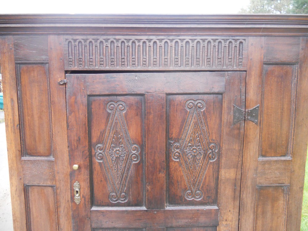 Antique Carved Oak Hall Robe View V