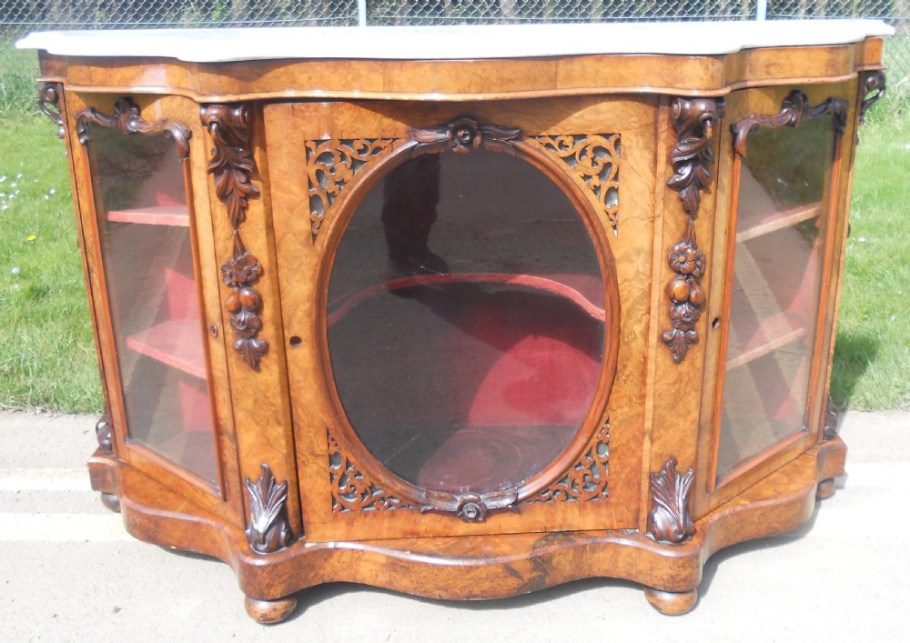 Victorian Marble Top Walnut Side Cabinet  View II