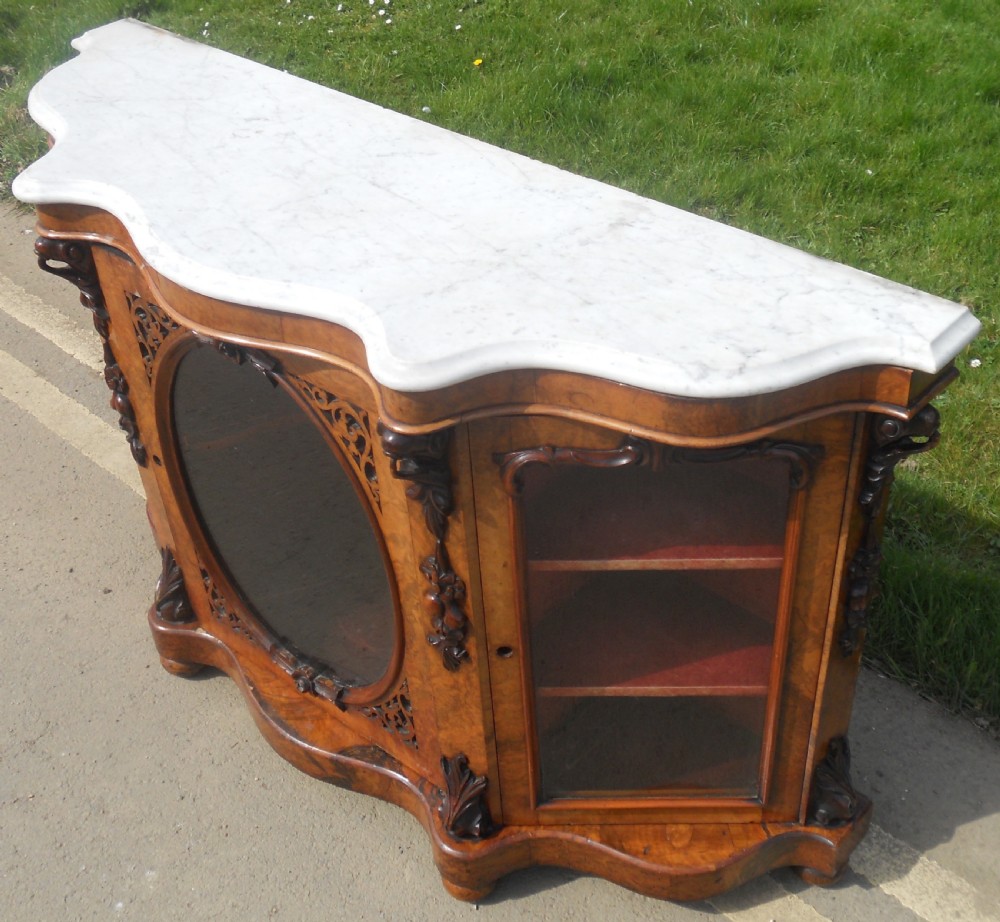 Victorian Marble Top Walnut Side Cabinet  View IV