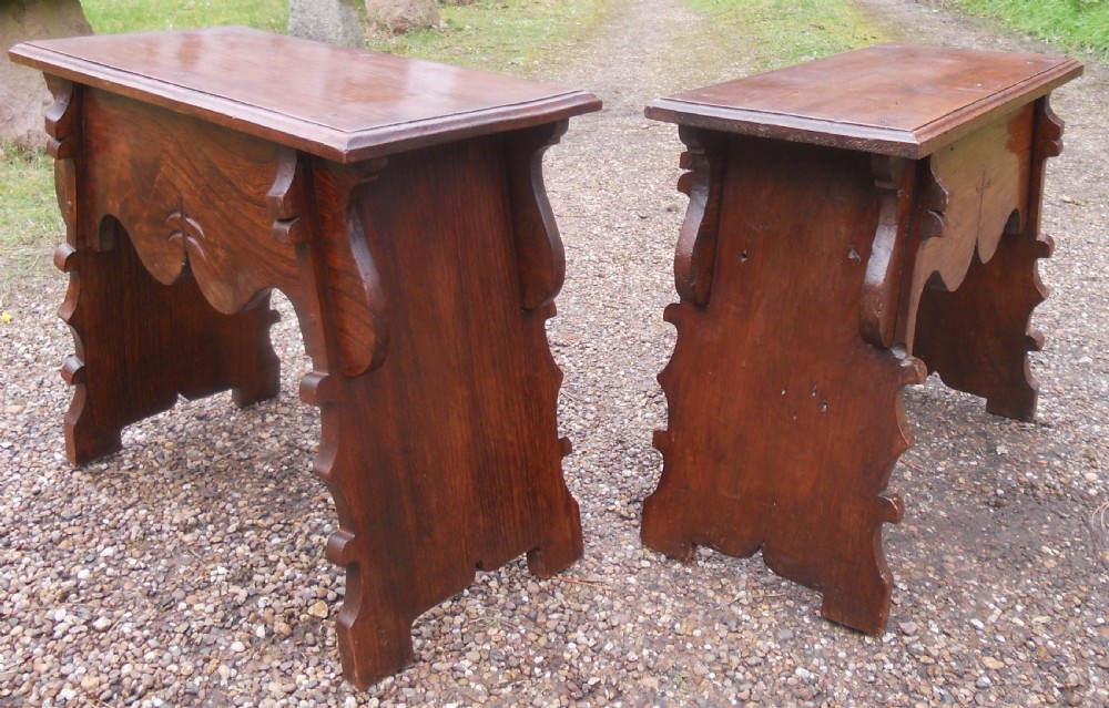 Pair Arts & Craft Oak Stools