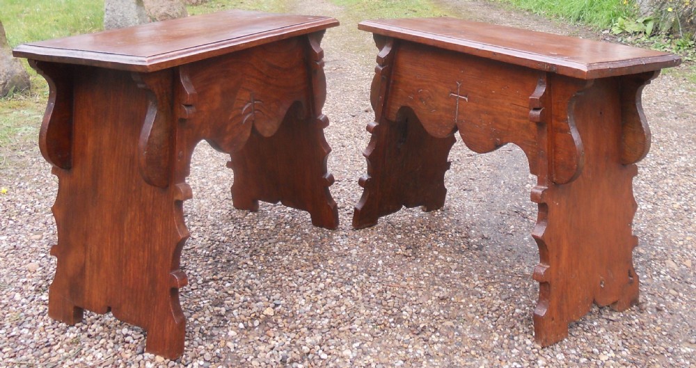 Pair Arts & Craft Oak Stools View II