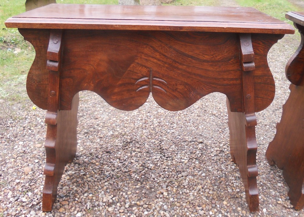 Pair Arts & Craft Oak Stools View IV