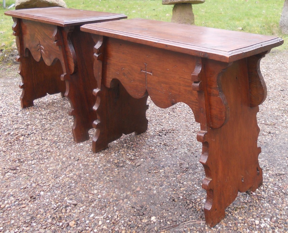 Pair Arts & Craft Oak Stools View VI