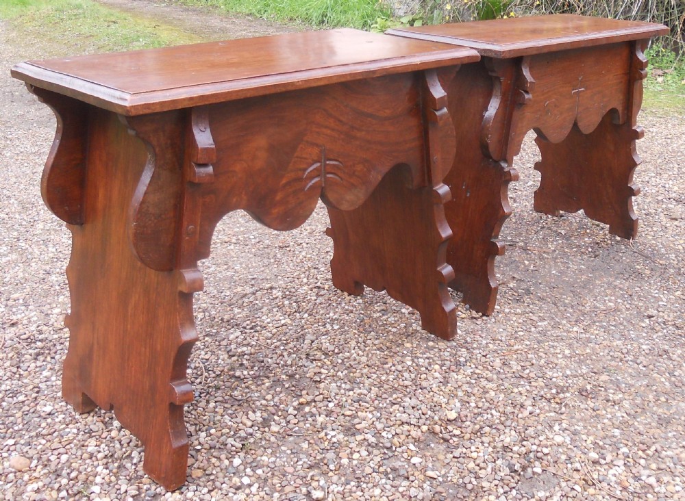 Pair Arts & Craft Oak Stools View VII