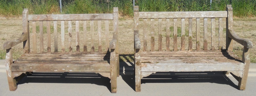 Pair Wooden Garden Benches View II