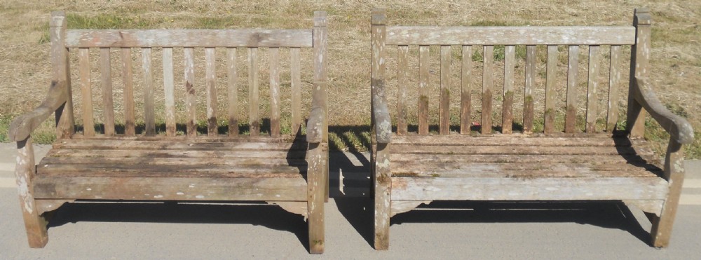 Pair Wooden Garden Benches View III