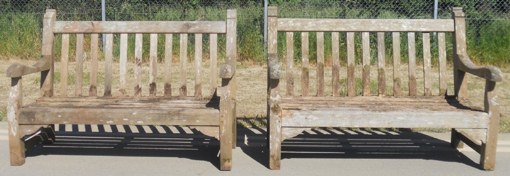 Pair Wooden Garden Benches View IV
