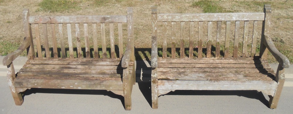 Pair Wooden Garden Benches View V