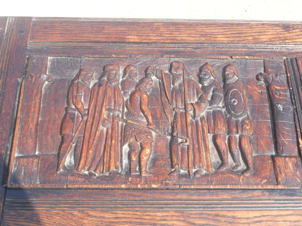 Antique Carved Oak Blanket Chest  View X