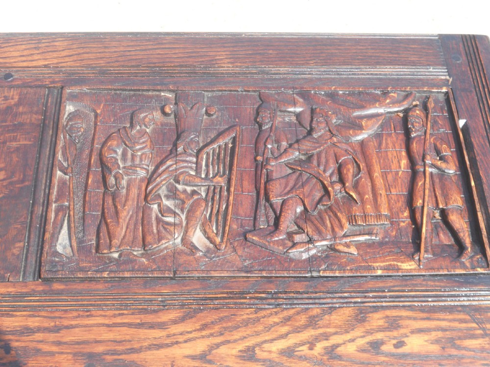 Antique Carved Oak Blanket Chest  View XI
