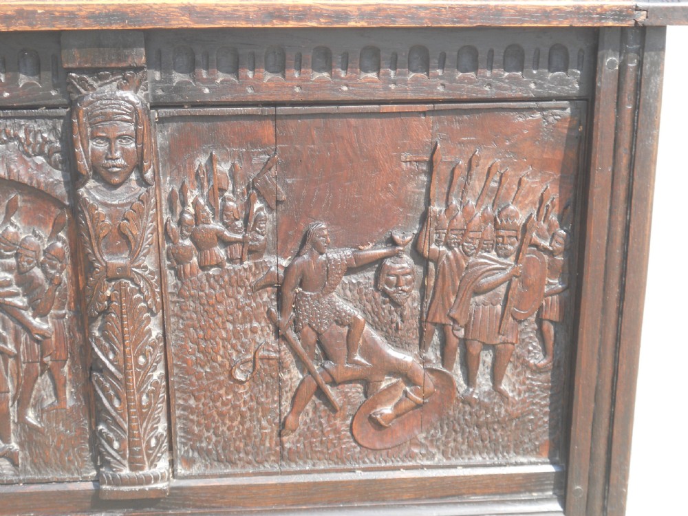 Antique Carved Oak Blanket Chest  View XII
