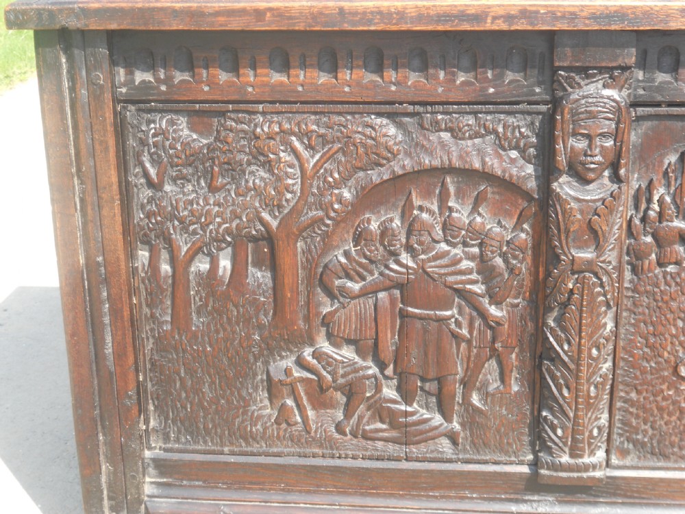 Antique Carved Oak Blanket Chest  View XIII